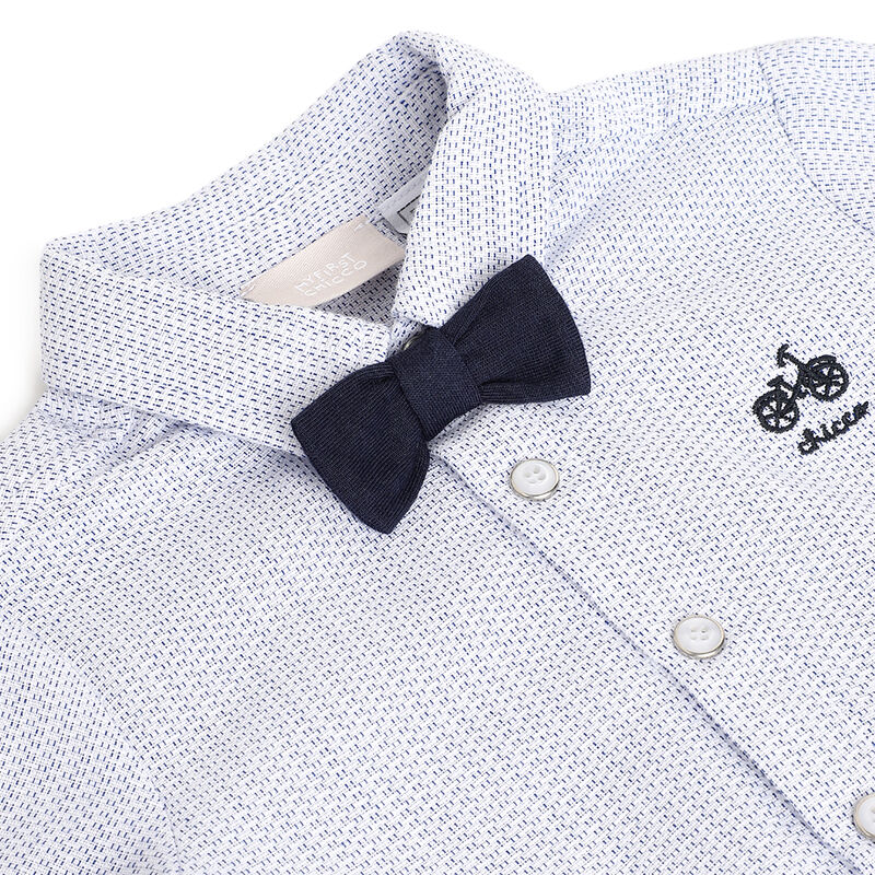 Boys White and Blue Solid Long Sleeve Shirt image number 2